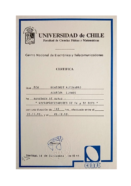 Certificado Microprocesadores Universidad de Chile